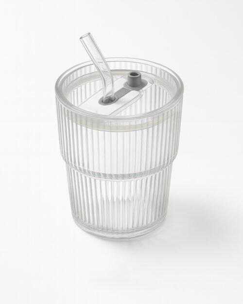 The Ripple Glass Cup – with Straw