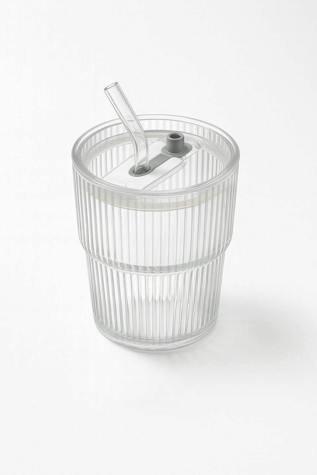 The Ripple Glass Cup – with Straw