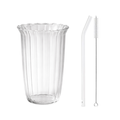 Ripple Tall Glass - with straw